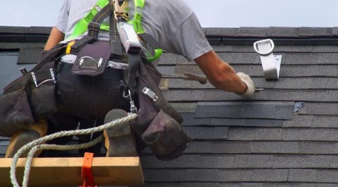 Residential Roof Installation with Safety