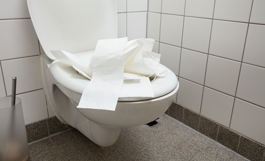 Unblock a Toilet Full of Tissue