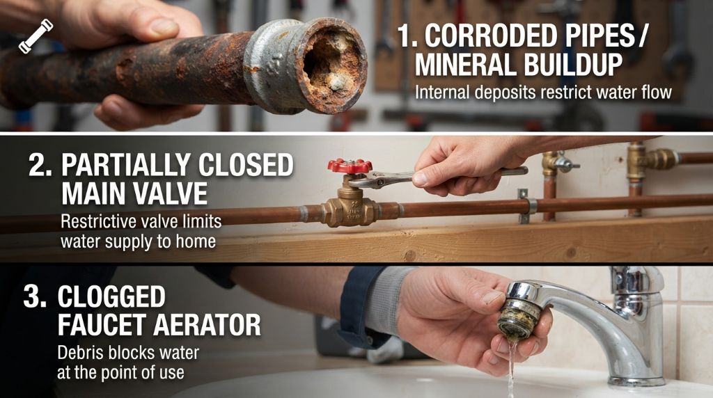 Common causes of low water pressure